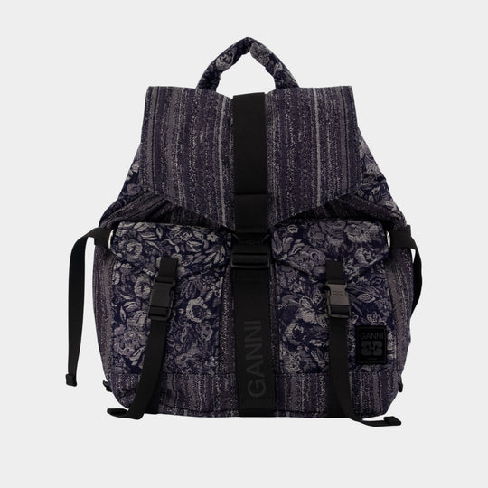Re Tech Patchwork Backpack - Ganni - Cotton - Blue