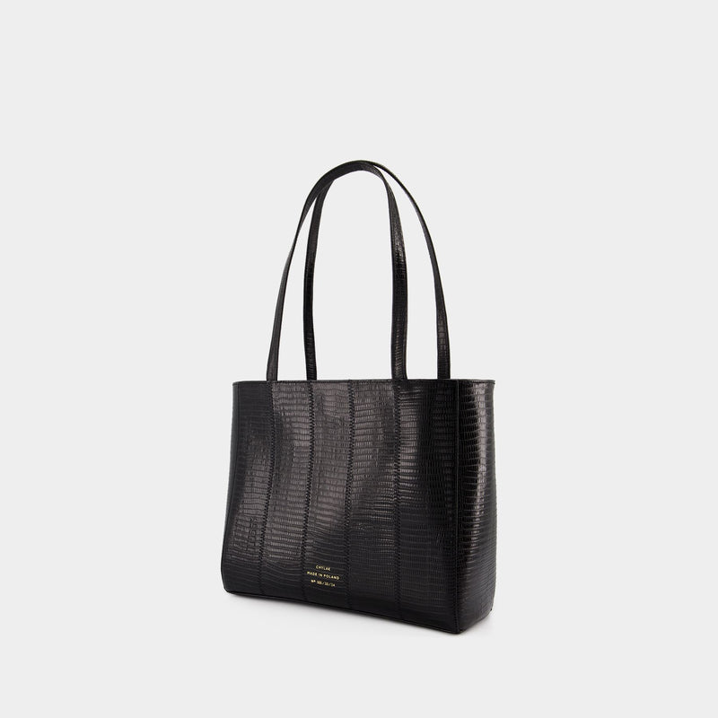 Wide Shopper Bag - Chylak - Leather - Black