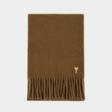 Ami De Coeur Patch Scarf - AMI Paris - Wool - Brown