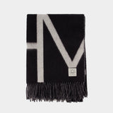 Monogram Scarf - TOTEME - Wool - Black