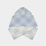 Mu Tbar Check Hooded Scarf - Burberry - Wool - Blue