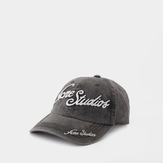 Carliy Tourist Logo Cap - Acne Studios - Cotton - Black