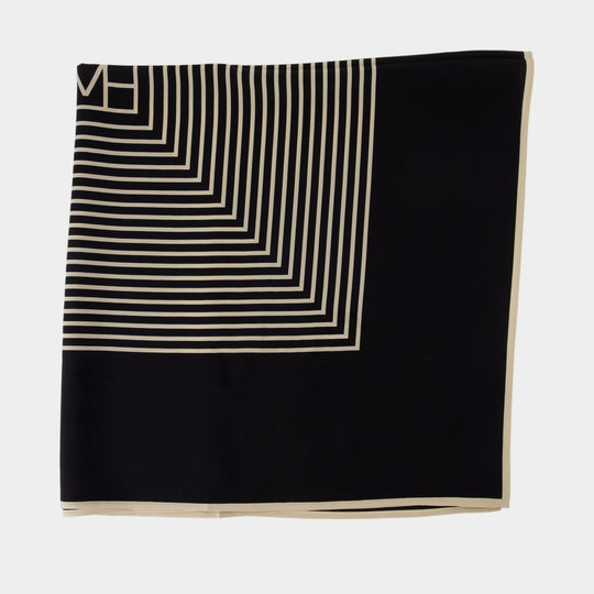 Centered Monogram Scarf - TOTEME - Silk - Black