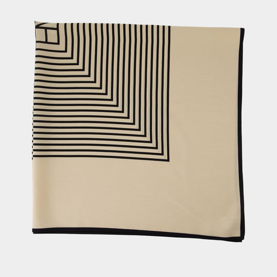 Centered Monogram Scarf - TOTEME - Silk - White