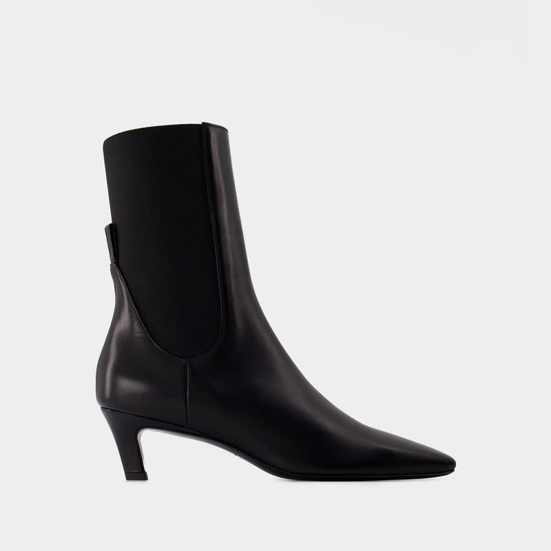 The Mid Heel Boots - TOTEME - Leather - Black