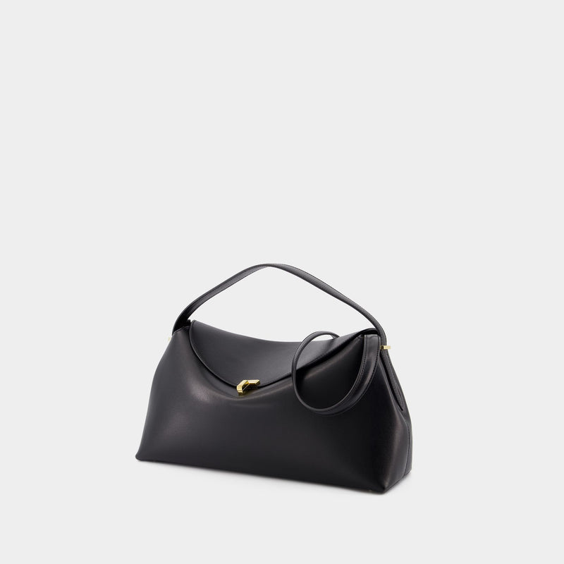 T Lock Top Handle Bag - TOTEME - Leather - Black