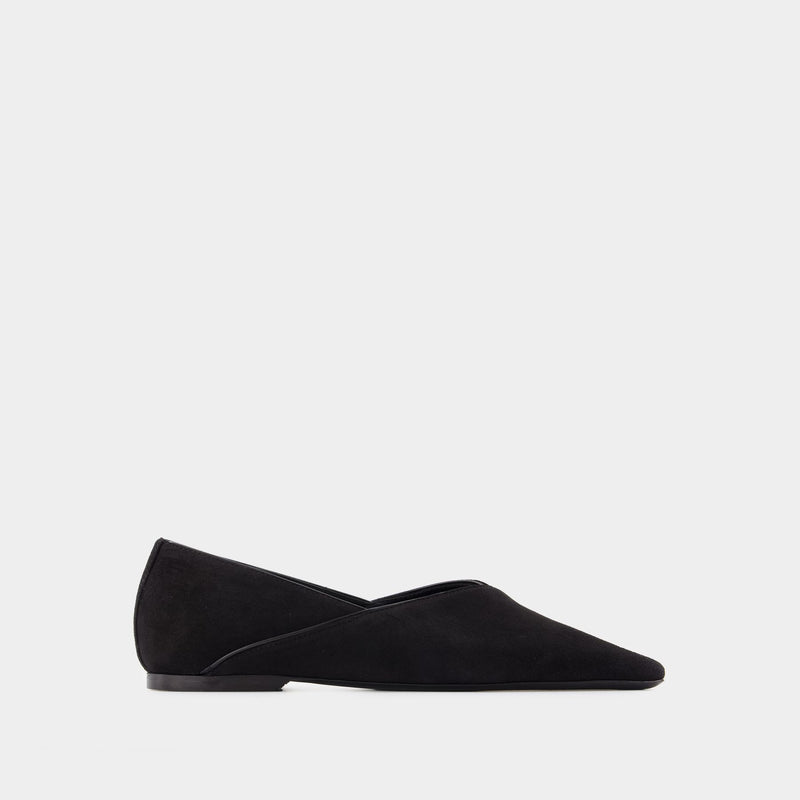 The Everyday Flat Ballerinas - TOTEME - Suede - Black