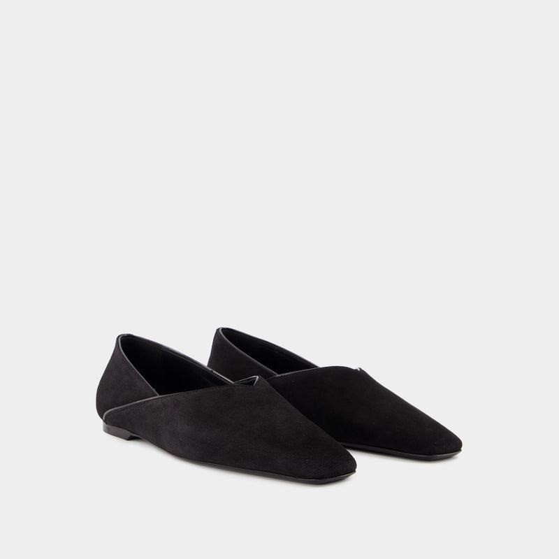 The Everyday Flat Ballerinas - TOTEME - Suede - Black