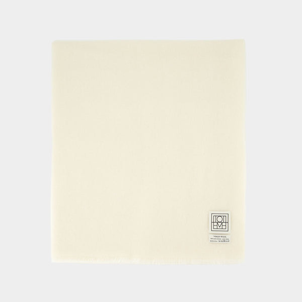 Wide Classic Scarf - TOTEME - Wool - Ivory