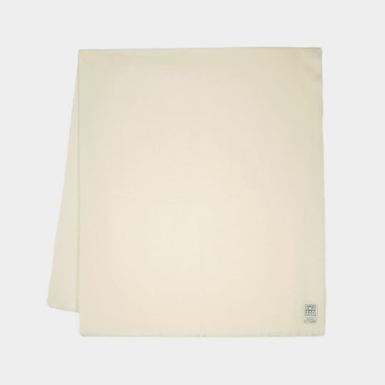 Wide Classic Scarf - TOTEME - Wool - Ivory