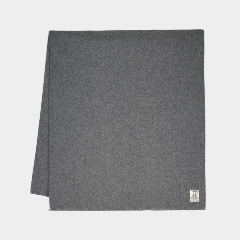 Wide Classic Scarf - TOTEME - Wool - Grey