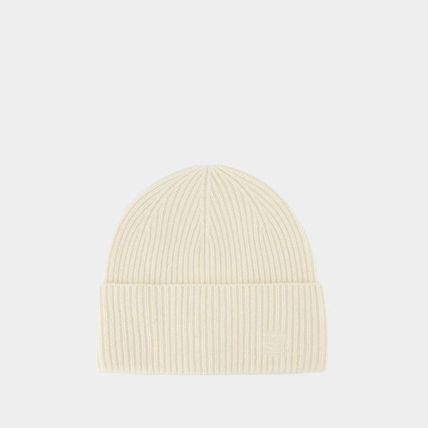 Ribbed Beanie - TOTEME - Wool - White
