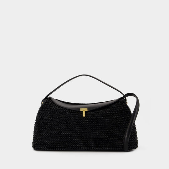 T-Lock Top Handle Purse - TOTEME - Leather - Black