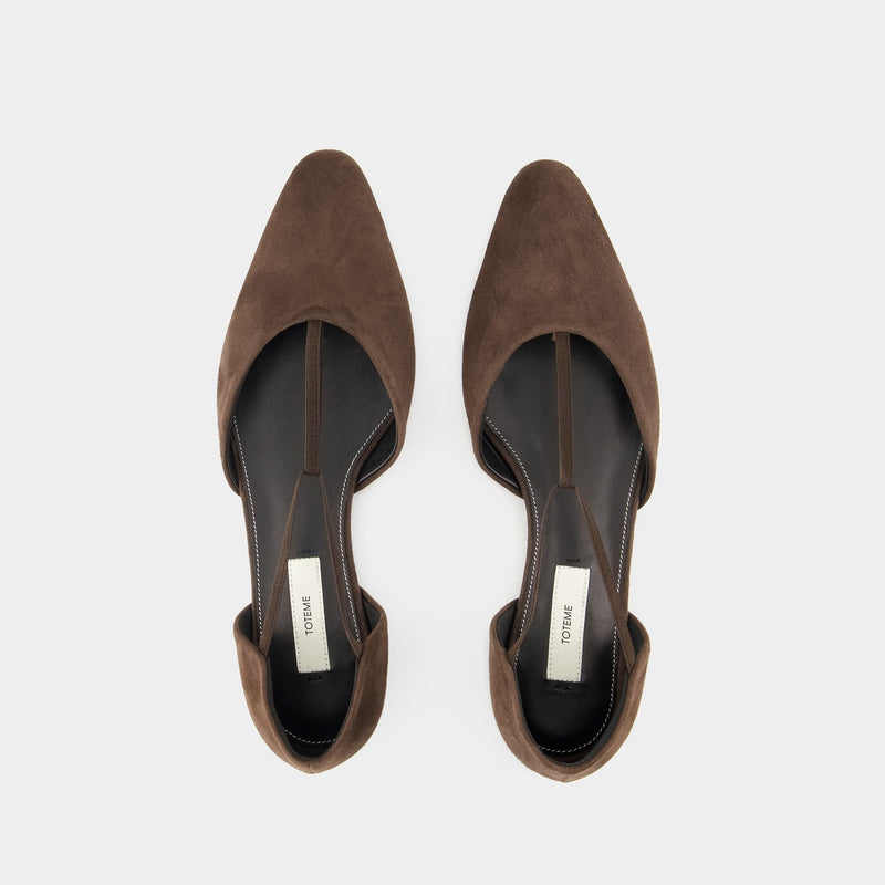 T-Strap Ballerinas - TOTEME - Leather - Brown