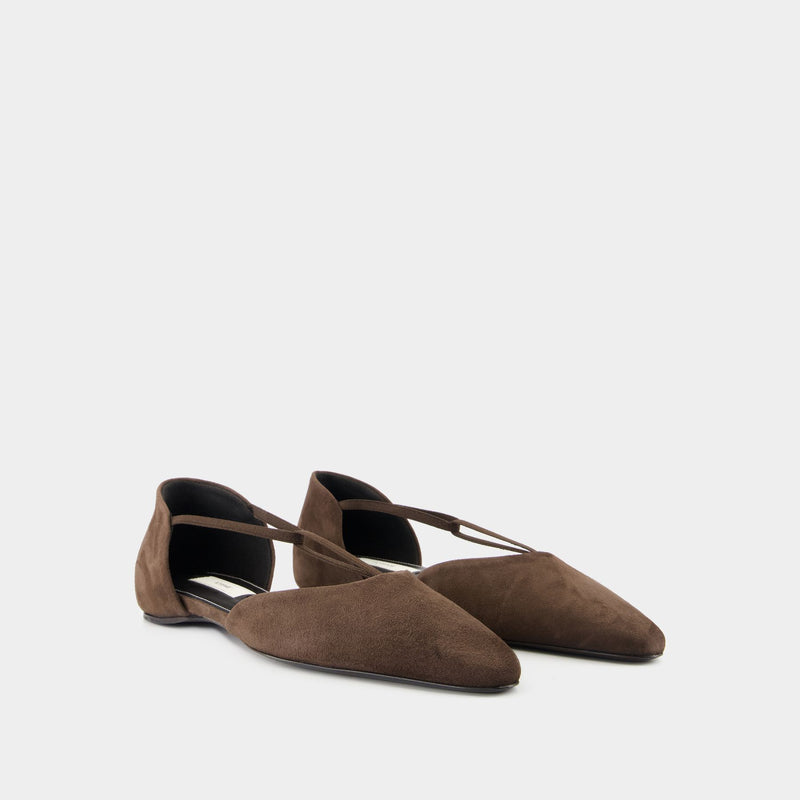 T-Strap Ballerinas - TOTEME - Leather - Brown