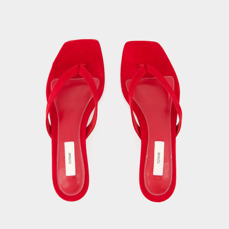 Heeled Flip Flops Sandals - TOTEME - Leather - Red