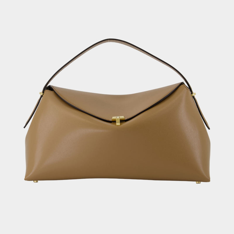 T-Lock Top Handle Purse - TOTEME - Leather - Beige
