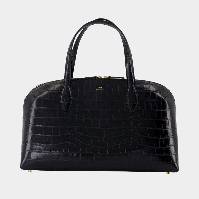 Medium Lounge Zip Shopper Bag - TOTEME - Leather - Black