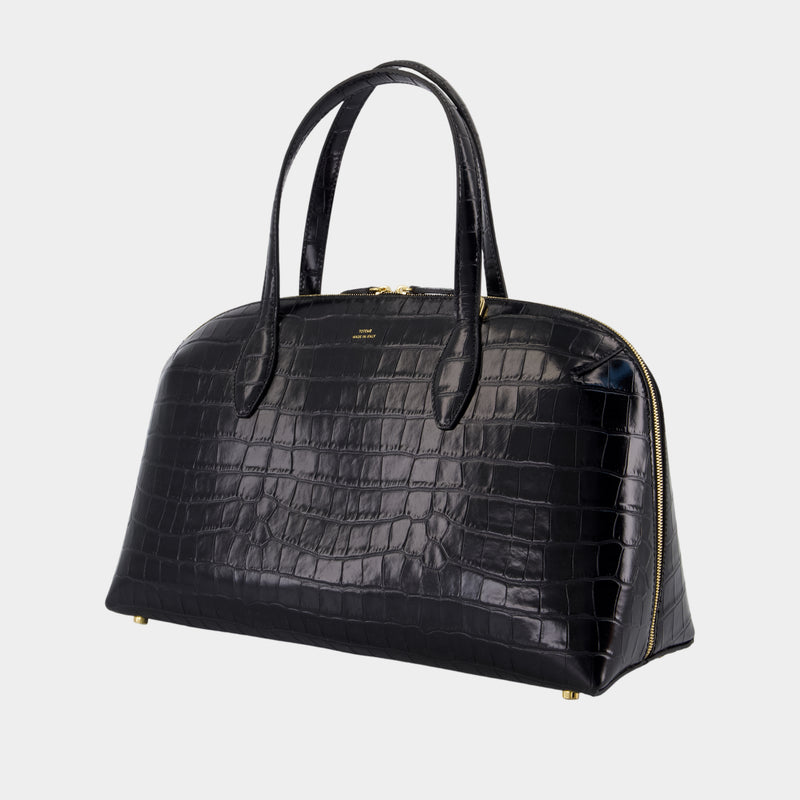Medium Lounge Zip Shopper Bag - TOTEME - Leather - Black