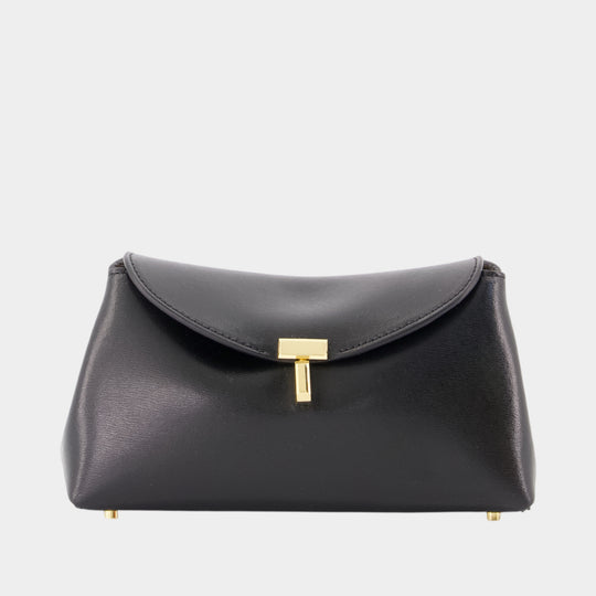 Mini T-Lock Clutch - TOTEME - Leather - Black