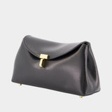 Mini T-Lock Clutch - TOTEME - Leather - Black