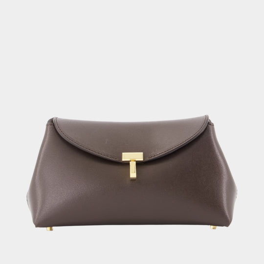 Mini T-Lock Clutch - TOTEME - Leather - Black