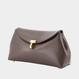 Mini T-Lock Clutch - TOTEME - Leather - Black