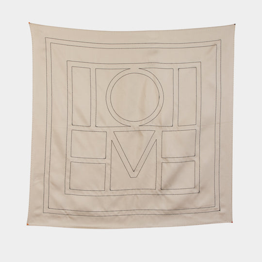 Embroidered Monogram Scarf - TOTEME - Silk - Beige