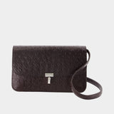 T-Lock Ostrich Crossbody - TOTEME - Leather - Burgundy