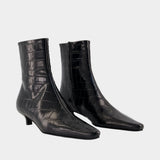 Slim Croco Ankle Boots - TOTEME - Leather - Black