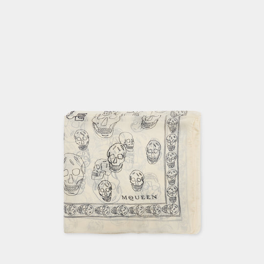 Ca Skull Scarf - Alexander McQueen - Silk - White