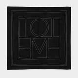 Embroidered Monogram Scarf - TOTEME - Silk - Black