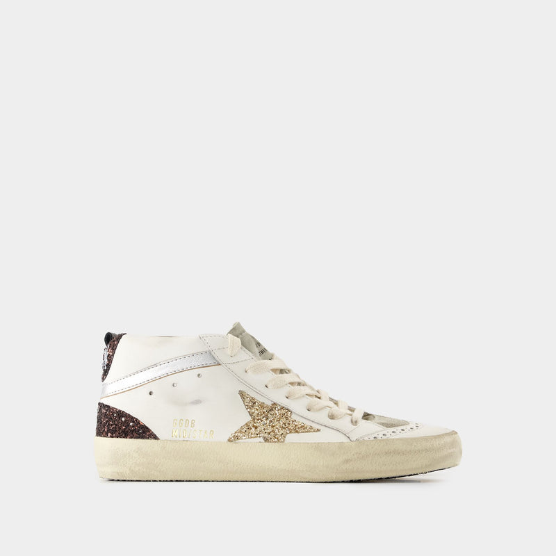 Mid Star Sneakers - Golden Goose Deluxe Brand - Leather - White