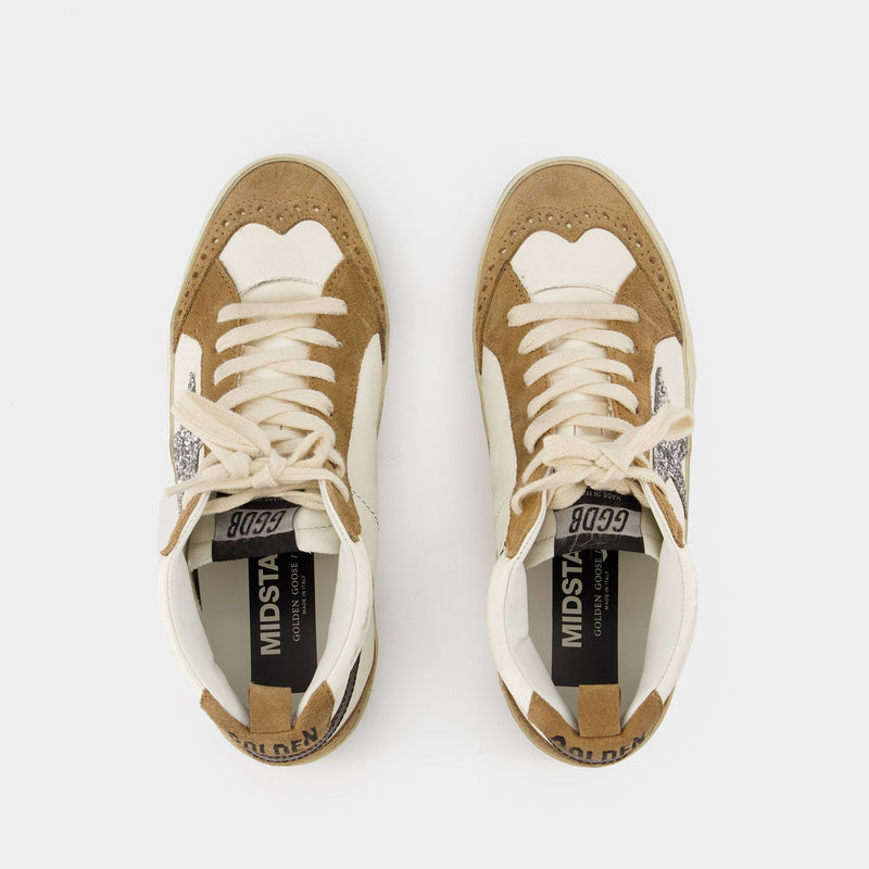 Mid Star Sneakers - Golden Goose Deluxe Brand - Leather - White