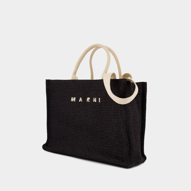 Large Shopper Bag - Marni - Cotton - Black