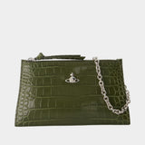 Small Flat Zip Clutch - Vivienne Westwood - Leather - Khaki