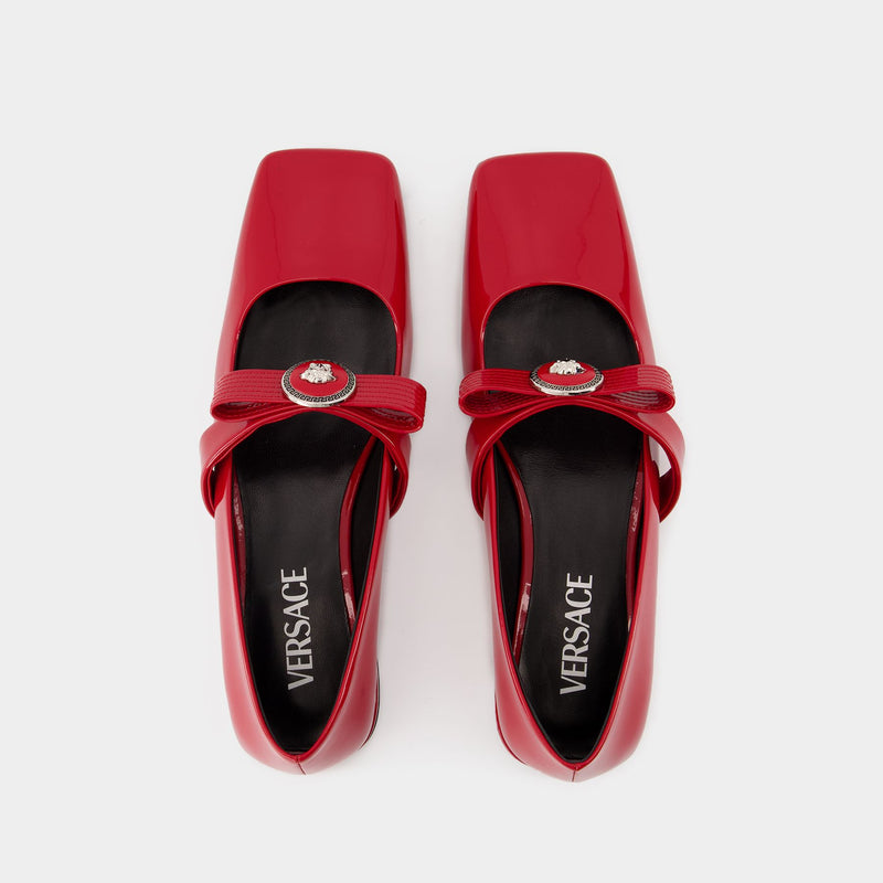 Gianni Ribbon Flat Shoes - Versace - Leather - Red