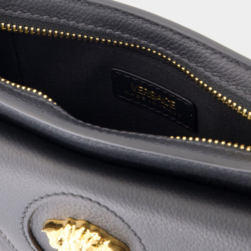 Mini Vitello Shoulder Bag - Versace - Leather - Black