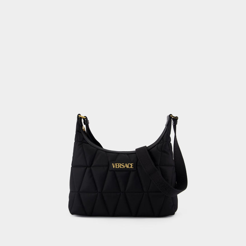 Hobo Shoulder Bag - Versace - Nylon - Black