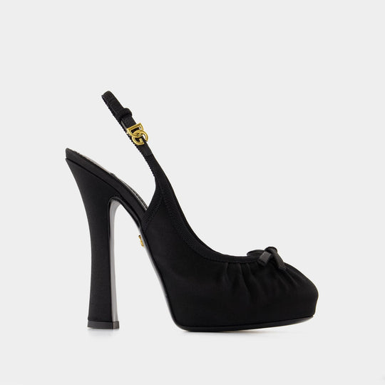 Slingback Pumps - Dolce&Gabbana - Silk - Black