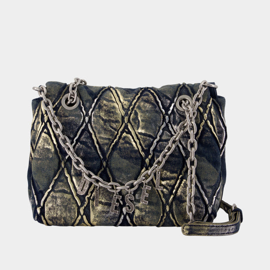 Charm-D Medium Shoulder Bag - DIESEL - Cotton - Grey