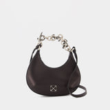 Hemisphere Shoulder Bag - OFF WHITE - Leather - Black