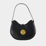Small Hobo Shoulder Bag - Versace - Leather - Black