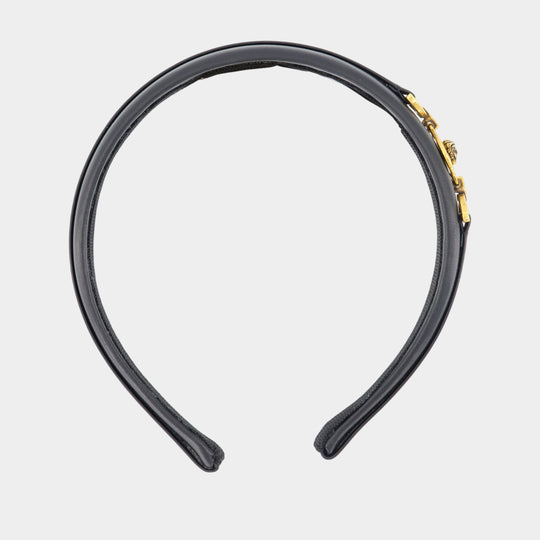 Medusa Headband - Versace - Leather - Black