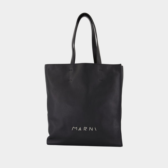 Museo Soft New Large Shopper Bag - Marni - Leather - Black