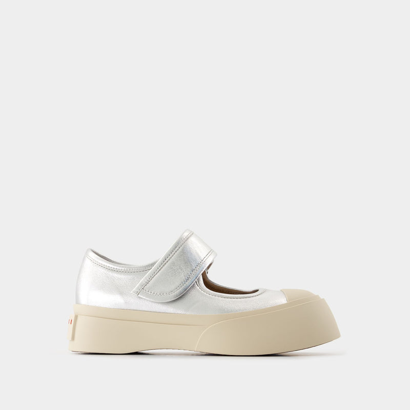 Mary Jane Sneakers - Marni - Leather - Silver