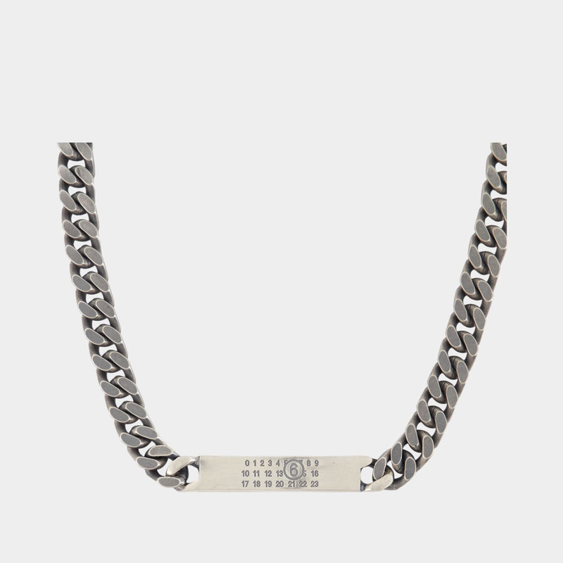 Minimal Logo Id Tag Necklace - MM6 Maison Margiela - Metal - Silver