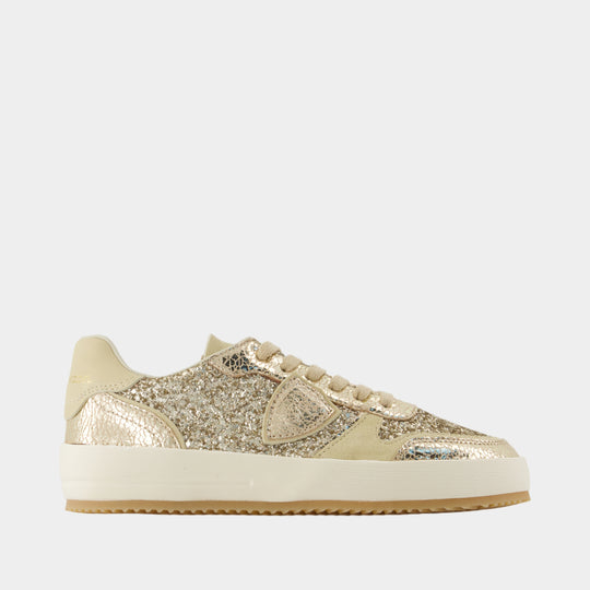 Sneakers Nice Low Woman - Philippe Model - Leather - Gold