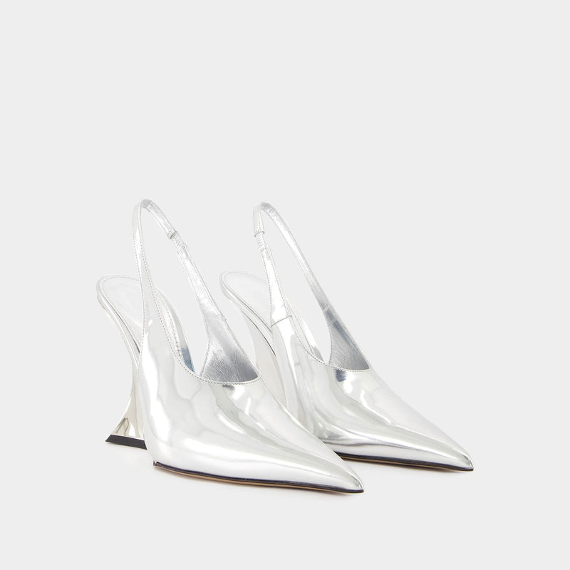 Nina Slingback Pumps - Paris Texas - Leather - Silver