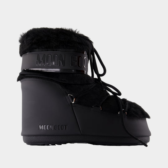 Icon Low Ankle Boots - Moon Boot - Fake Fur - Black